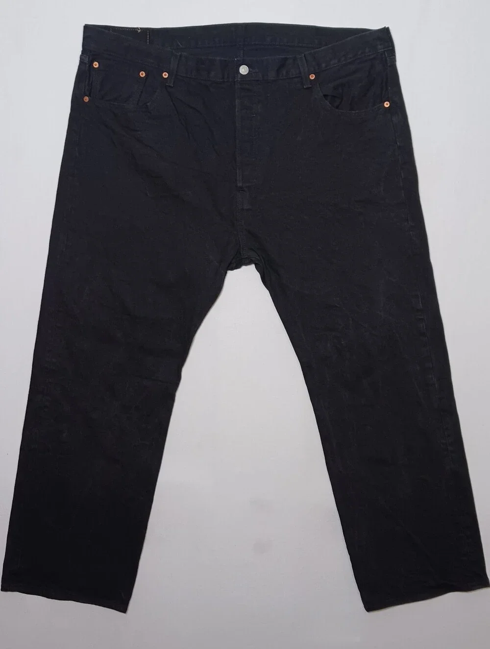 Levi's 501 Mens Original Fit Button Fly Jeans 44X30 Black Wash Stretch Denim